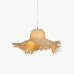 Rattan Straw Hat Pendant Light