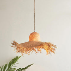 Rattan Straw Hat Pendant Light